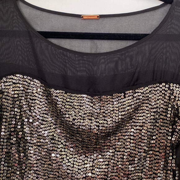 Rebecca Minkoff Sequined Blouse Sz 10, Black and Gold - Picture 4 of 8